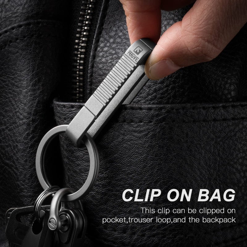 FEGVE Titanium Belt Key Holder, Belt Key Clip with Keyring for Keys,Keychain Hook for Men Dad - Image 5